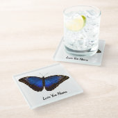 ラブユナナブルーバタフライ ガラスコースター (アングル)
