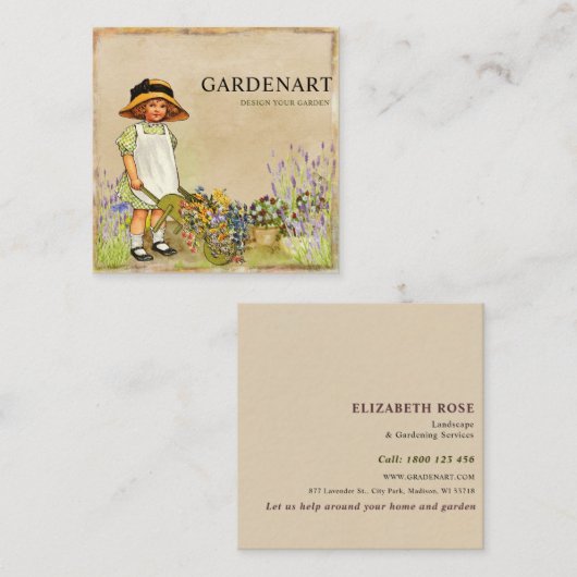 ラブユニークルヴィンテージガーデニング スクエア名刺 (正面/裏面)