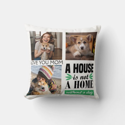 ラブユマカスタムム引用文と3枚の写真コラージュ クッション (正面)