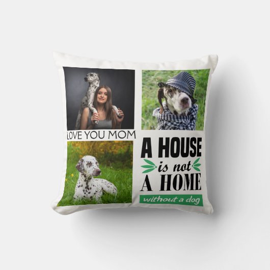 ラブユムマブラックカスタム引用文コラージュ&ドッグ クッション (正面)