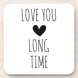 ラブユロングタイムタイポグラフィハート コースター