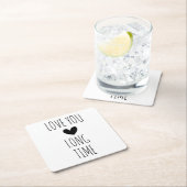 ラブユロングタイムタイポグラフィハート スクエアペーパーコースター (インサイチュ)