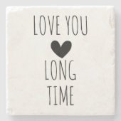 ラブユロングタイムタイポグラフィハート ストーンコースター (正面)