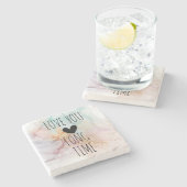 ラブユロングタイムレインボーインク金ゴールドグリッター ストーンコースター (横)