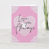 ラブユーいつもロマンチックなピンクハート カード (正面)