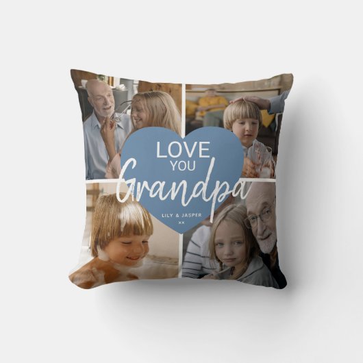 ラブユー'おじいちゃん'カスタムフォトコラージュハート クッション (正面)