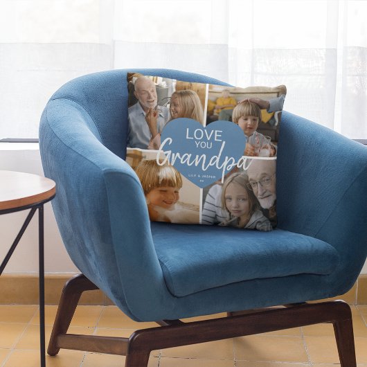 ラブユー'おじいちゃん'カスタムフォトコラージュハート クッション