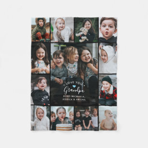 ラブユーおじいちゃん/グランパ/その他の写真コラージュ フリースブランケット