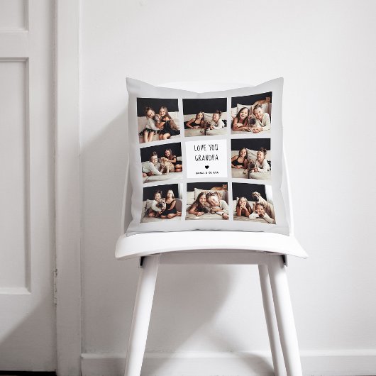 ラブユーおじいちゃん |フォトコラージュ手書き文字 クッション