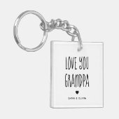 ラブユーおじいちゃん |フォトバックと手書き文字 キーホルダー (正面左)