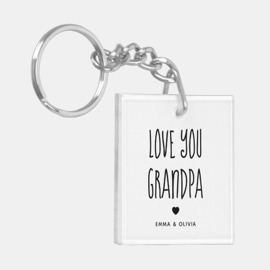 ラブユーおじいちゃん |フォトバックと手書き文字 キーホルダー (正面左)