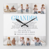 ラブユーおじいちゃん |写真カスタムのコラージュ スクエア壁時計 (正面)