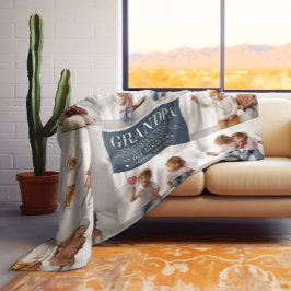 ラブユーおじいちゃん |写真カスタムのコラージュ フリースブランケット