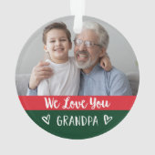 ラブユーおじいちゃん |赤い緑の色のブロック2枚の写真 オーナメント (裏面)