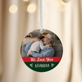 ラブユーおじいちゃん |赤い緑の色のブロック2枚の写真 オーナメント