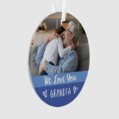 ラブユーおじいちゃん |青い色のブロック2枚の写真 オーナメント (正面)