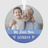 ラブユーおじいちゃん |青い色のブロック2枚の写真 オーナメント (裏面)