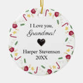 ラブユーおばあちゃんカスタムベビー名と写真 セラミックオーナメント (正面)