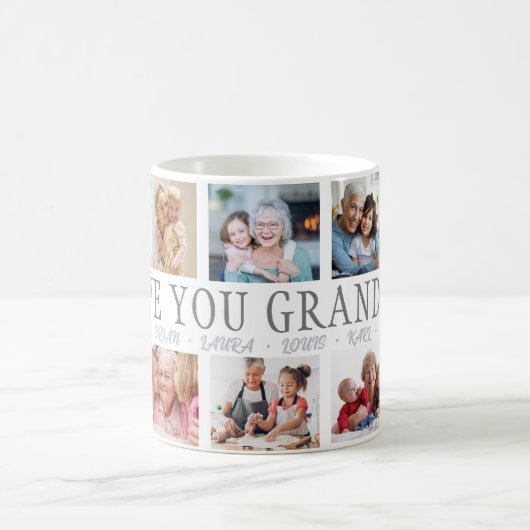 ラブユーおばあちゃん名前をカスタムする10フォトコラージュマグ コーヒーマグカップ (中央)