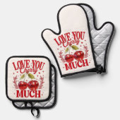 ラブユーさくらんぼマターポットホルダー 鍋つかみ&鍋敷きセット (正面/裏面)