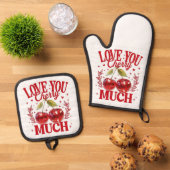 ラブユーさくらんぼマターポットホルダー 鍋つかみ&鍋敷きセット (トップダウン)