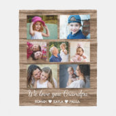 ラブユーじいちゃんウッ素朴ド7フォトコラージュ フリースブランケット (正面)