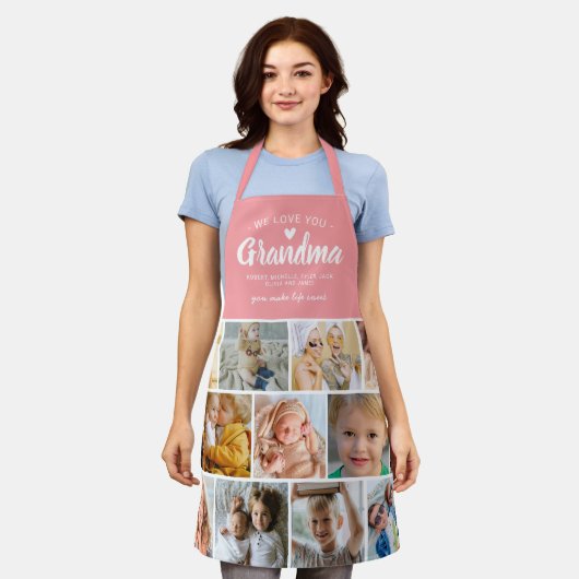 ラブユーばあちゃんの写真コラージエプロン エプロン (着用した状態)