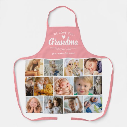 ラブユーばあちゃんの写真コラージエプロン エプロン (正面)