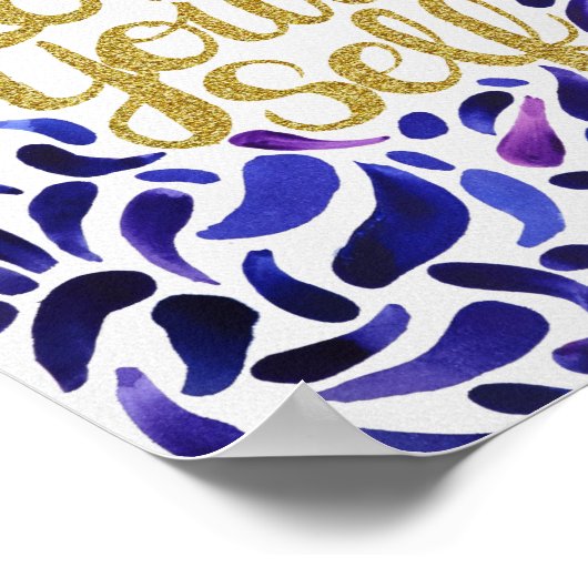 ラブユーやる気を起こさせる引用文ブルー&グリッター ポスター (角)