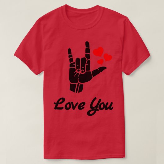 ラブユーアスルサイン言語デザイン Tシャツ (デザイン正面)