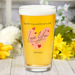 ラブユーカスタム文字名水彩赤いハート タンブラーグラス