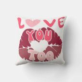 ラブユーキスマークロマンチックリッププリントデザイン クッション (裏面)