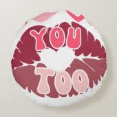 ラブユーキスマークロマンチックリッププリントデザイン ラウンドクッション (裏面)