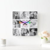 ラブユーグラミーカラフル8モダンフォトコラージュ スクエア壁時計 (ホーム)