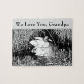 ラブユーグランドパ白黒ダックフォト自然 ジグソーパズル (横)