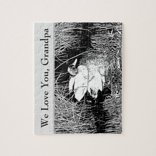 ラブユーグランドパ白黒ダックフォト自然 ジグソーパズル (縦)