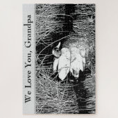 ラブユーグランドパ白黒ダックフォト自然 ジグソーパズル (縦)