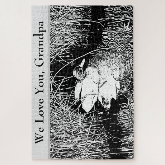 ラブユーグランドパ白黒ダックフォト自然 ジグソーパズル (縦)