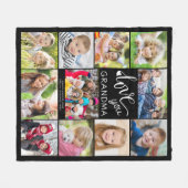 ラブユーグランマフォトコラージュ11写真カスタム フリースブランケット (正面(横))