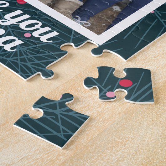 ラブユーグランマホリデースプルースパーソナライズされた写真 ジグソーパズル (側面)