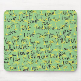 ラブユーテキストパターン クリエイティブタイポグラフィ マウスパッド