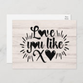 ラブユーハグとキスグレイ考えウッドズオブユー ポストカード (正面/裏面)