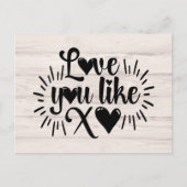 ラブユーハグとキスグレイ考えウッドズオブユー ポストカード (正面)