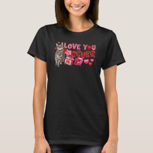ラブユーハッピーバレンタインデーかわいいキャットフォーエバーカ Tシャツ