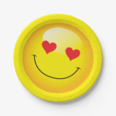 ラブユーハート目かわいい絵文字婚約パーティ ペーパープレート (正面)