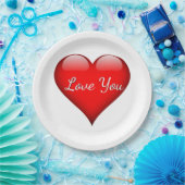 ラブユーハート紙プレート ペーパープレート (パーティー)