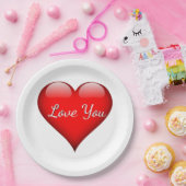 ラブユーハート紙プレート ペーパープレート (パーティー)