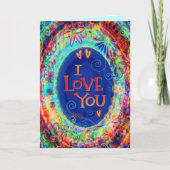 ラブユーバレンタイン プレティ フローラル ファン ブルー ハーツ カード (正面)