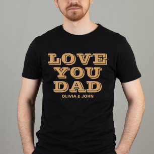 ラブユーパパモダンブラック&金ゴールド父の日 Tシャツ