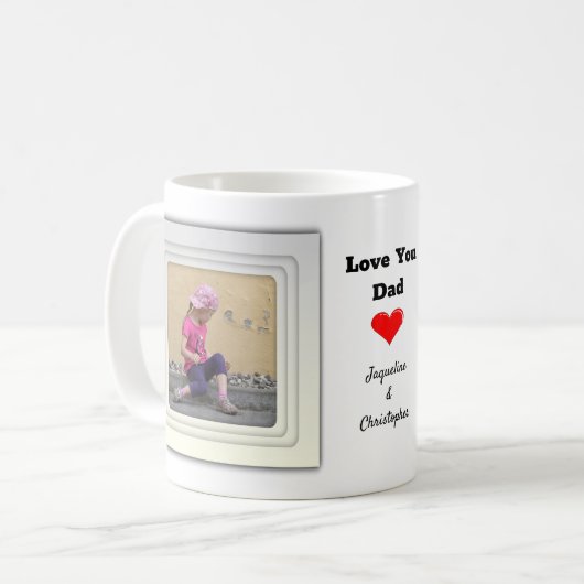 ラブユーパパ2枚の写真と文字 コーヒーマグカップ (正面左)